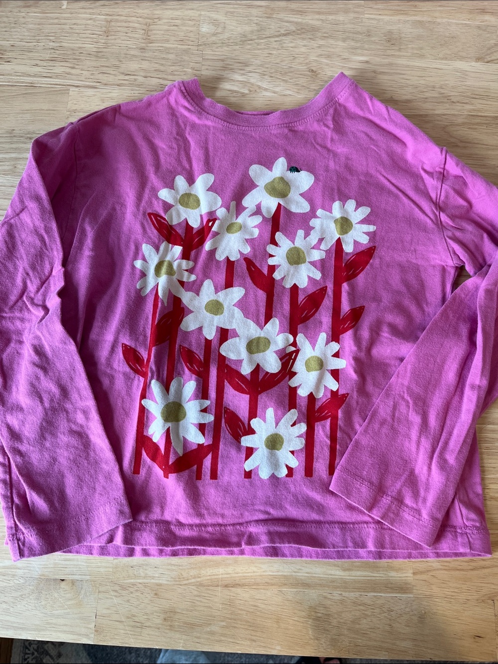 Hanna Andersson Bright Pink Long-Sleeve Tee with Daisy Graphic